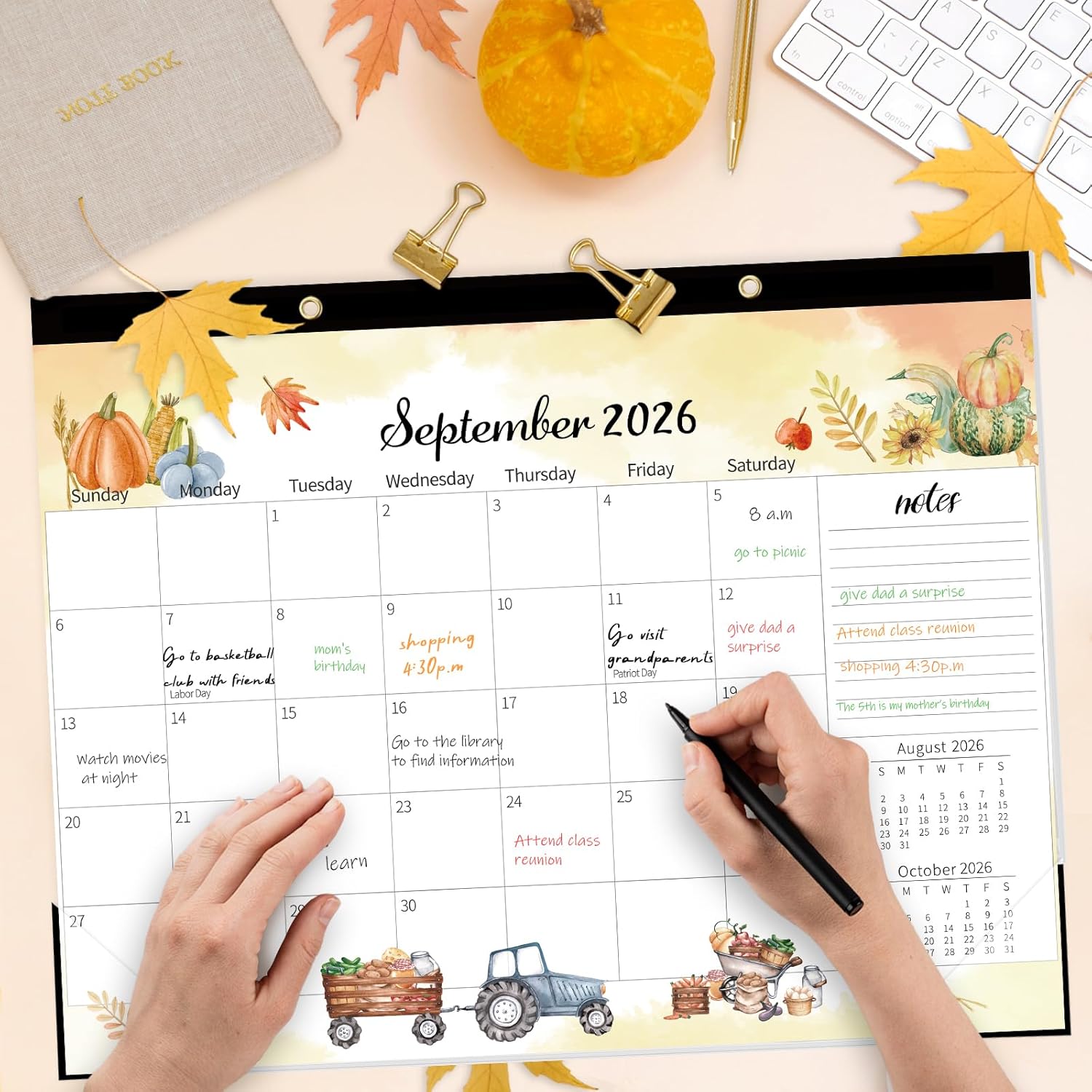 GuassLee Monthly Desk Calendar 2026-2027 - 18 Months 17 x 11.5 Calendar from Jan. 2026 to Jun. 2027, Monthly Planner with Watercolor Design Corner Protectors for Office School Home Organizing