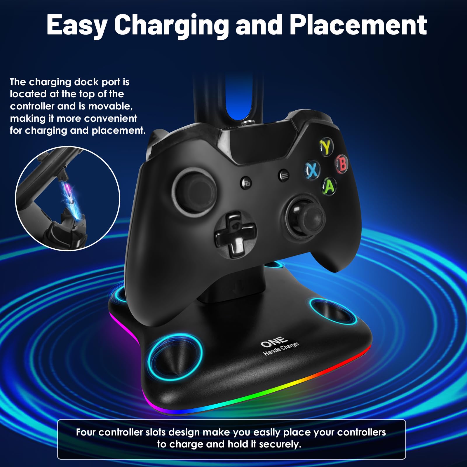 Ładowarka kontrolera ze stojakiem na słuchawki RGB do Xbox Series X/S/One,/One S/X, stacja ładująca kontroler XSX, zestaw słuchawkowy i kontrolery stojak uchwyt do Xbox, prezenty dla graczy
