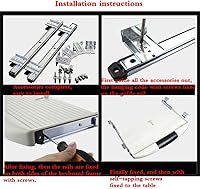 Vista 7 de Bandeja de cajón para teclado de escritorio con rodamientos de bolas de 14 pulgadas, riel deslizante, extensión de 3/4, ajustable, acero, metal