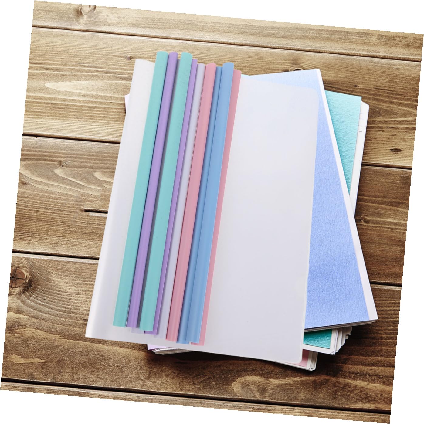 A4 Ziehstangen Aktenordner Kunststoff 50 Stück für Papier | Schulanfang Deko, Durchsichtige Ordner, Klare Sortierung, für Unternehmen und Einzelpersonen Zufällige Farbe