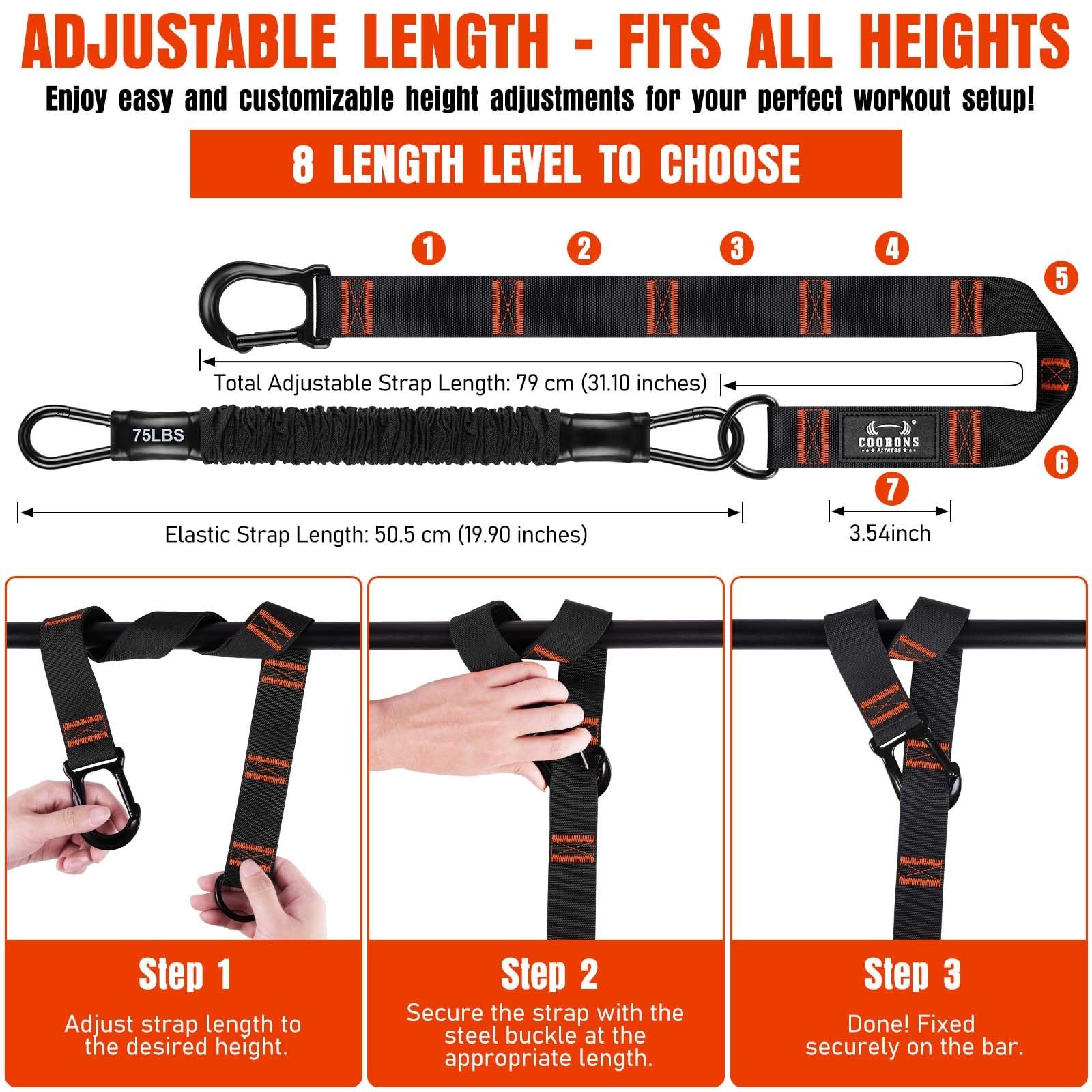 Sangle D’assistance Pour Traction – Résistance Réglable – Matériaux Renforcés – Inclut Sangles, Cale-pied Et Sac De Transport – Pour Pull-up, Chin-up, Stretching Et Rééducation