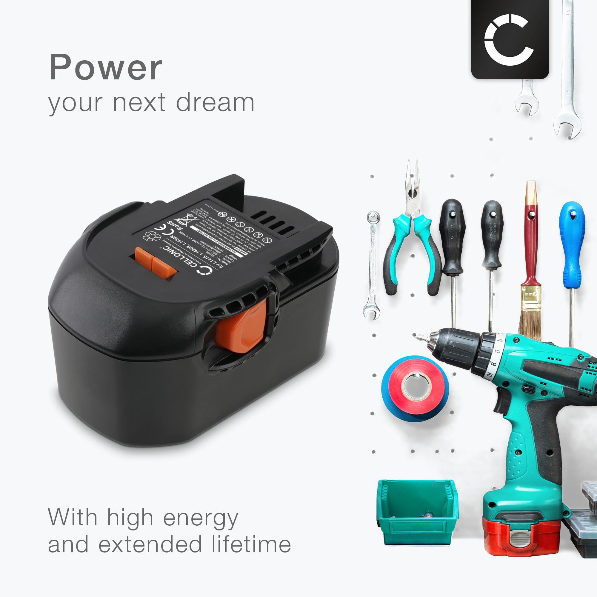 CELLONIC® Akumulator Premium (14,4 V, 3 Ah, Li-Ion) kompatybilny z AEG BS 14 C, BS 14 G2, BSB 14 C, BSB 14 G2 / kompatybilny z Würth Master SD 14.4 - L1414R, L1415, L1420R, L1430R akumulator zapasowy do narzędzi