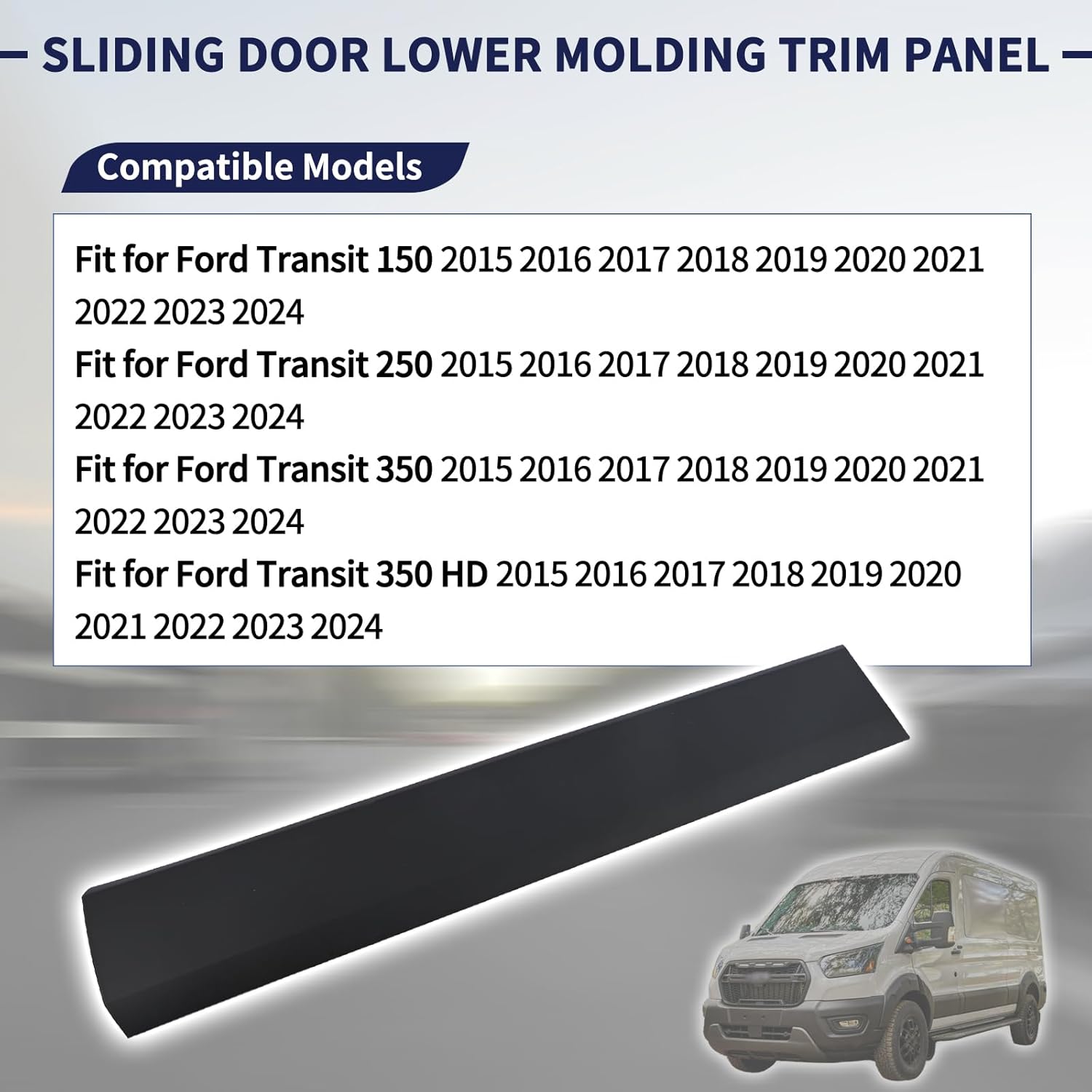 Sliding Door Lower Molding Trim Panel Fit for Ford Transit 150/250/350/350HD 2015-2024, Left Driver Side Exterior Center Cover Accessory, Fits Cargo Van Side Loading BK3Z6125533AC