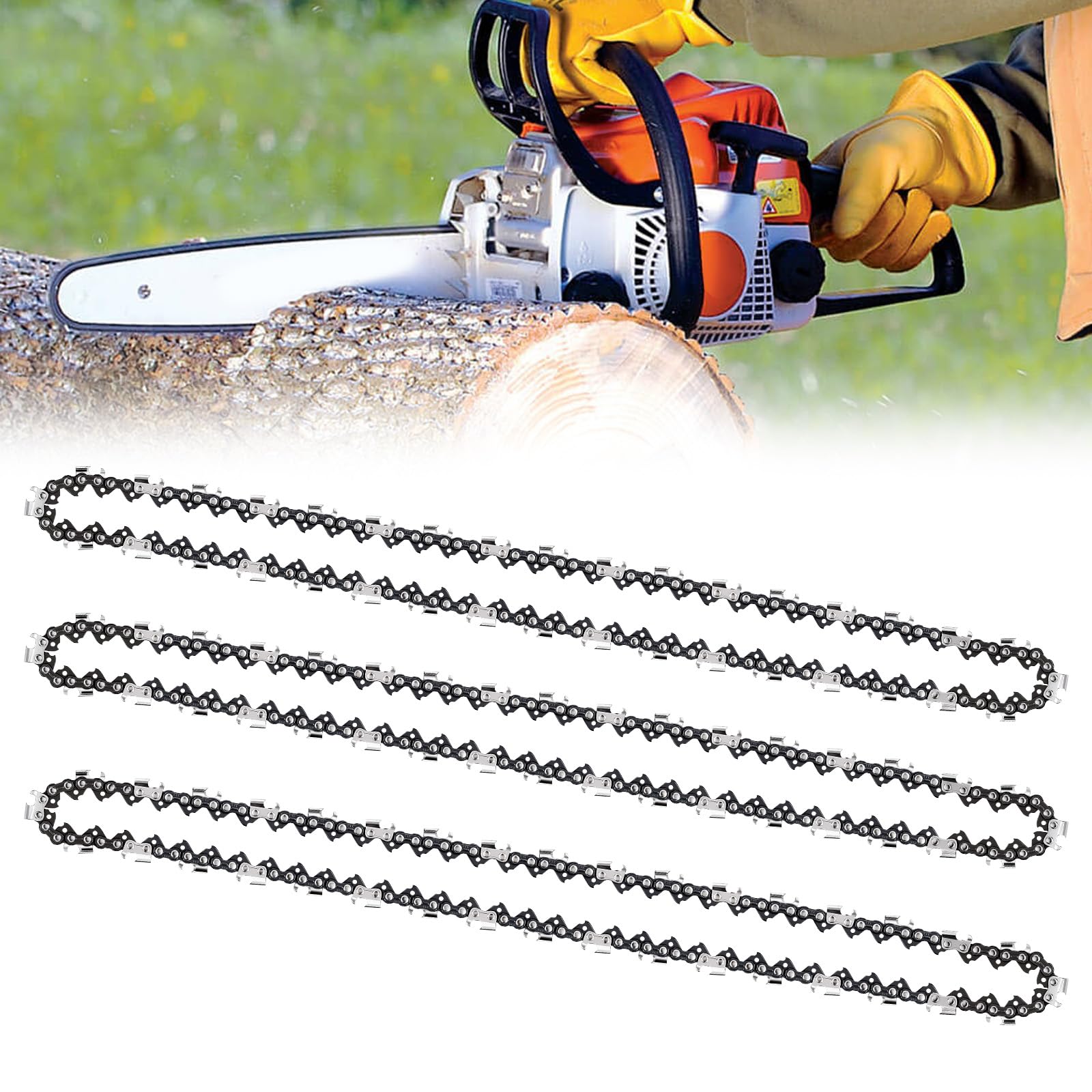 3 Pack 20 Inch Chainsaw Chains, .325" Pitch, .058" Gauge, 76 Drive Links — image 1