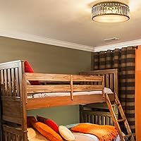 Vista 2 de Lámpara de techo de cristal de montaje empotrado dorada, moderna pantalla de tambor de 4 luces, iluminación de techo de cristal para sala de estar