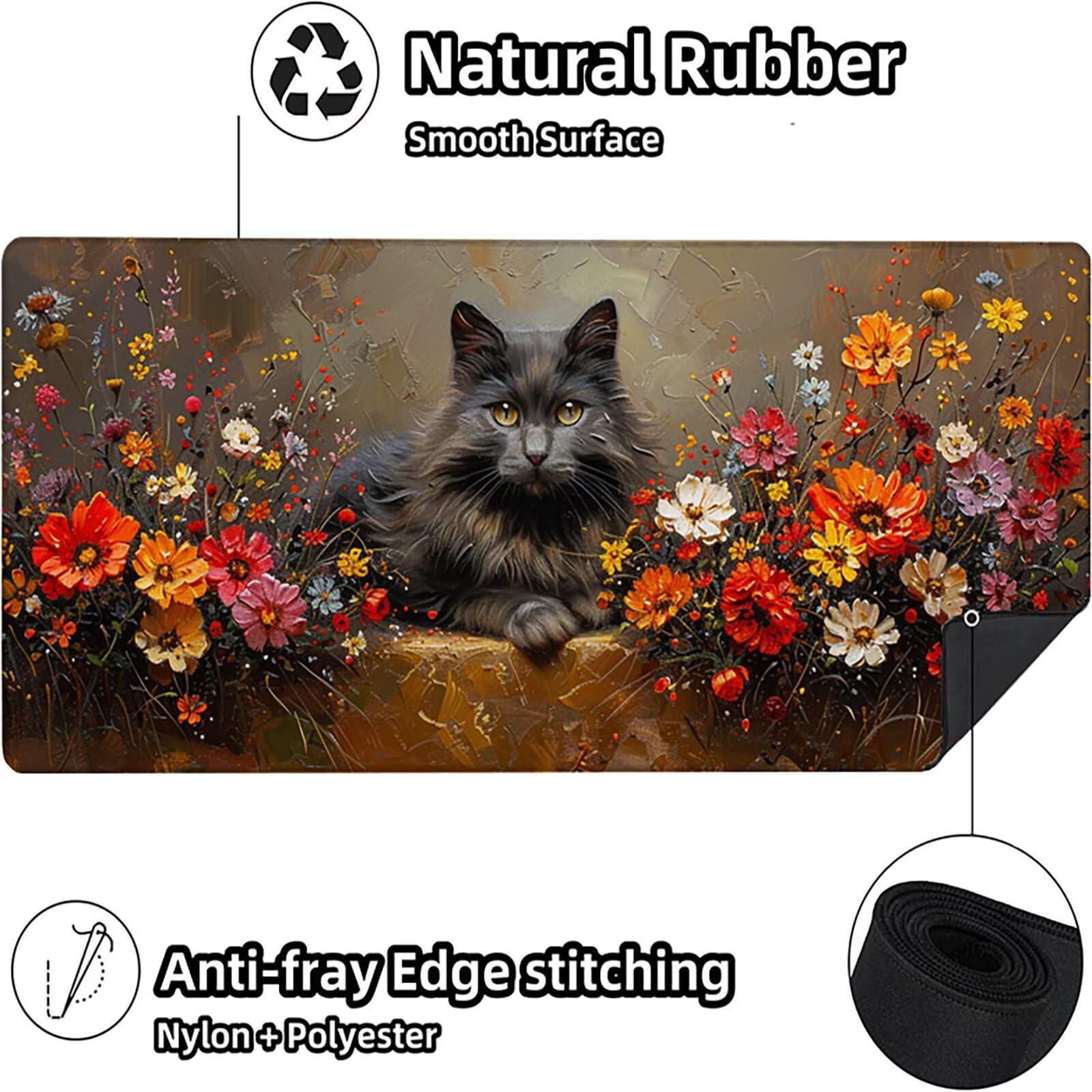 Gato Alfombrilla Ratón Gaming XXL 1500x800 mm, Alfombrilla Gaming Amarillo Mousepad con Base de Goma Antideslizante, Impermeable Desk Mat para Teclado y Raton, Accesorios Gaming Regalos de Hombre L-Z