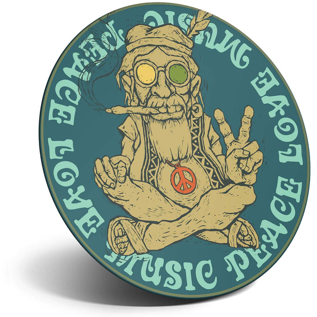 Destination Vinyl Ltd Magnet For Refrigerator, Fridge - Peace Love Music Marijuana Weed For Office, Cabinet And Whiteboard, Magnetic Stickers, 6032