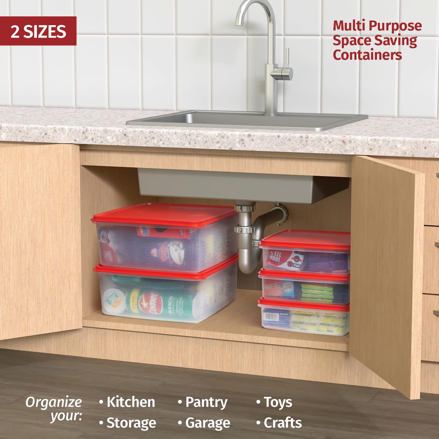 Contenitore Storage Visual Box XL Trasparente - 39x29x17 Cm, 15 Litri, Con Coperchio, Per Casa, Cucina, Ufficio