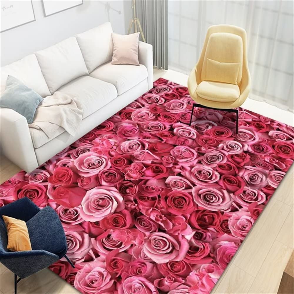 Alfombra infantil niña resistente a manchas con motivos florales