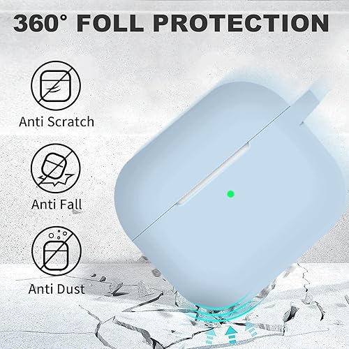 Miniatura 4 de MOLOPPO Funda para AirPods 3, accesorios de protección de silicona con llavero y bolígrafo de limpieza compatible con Apple AirPod de 3 generación