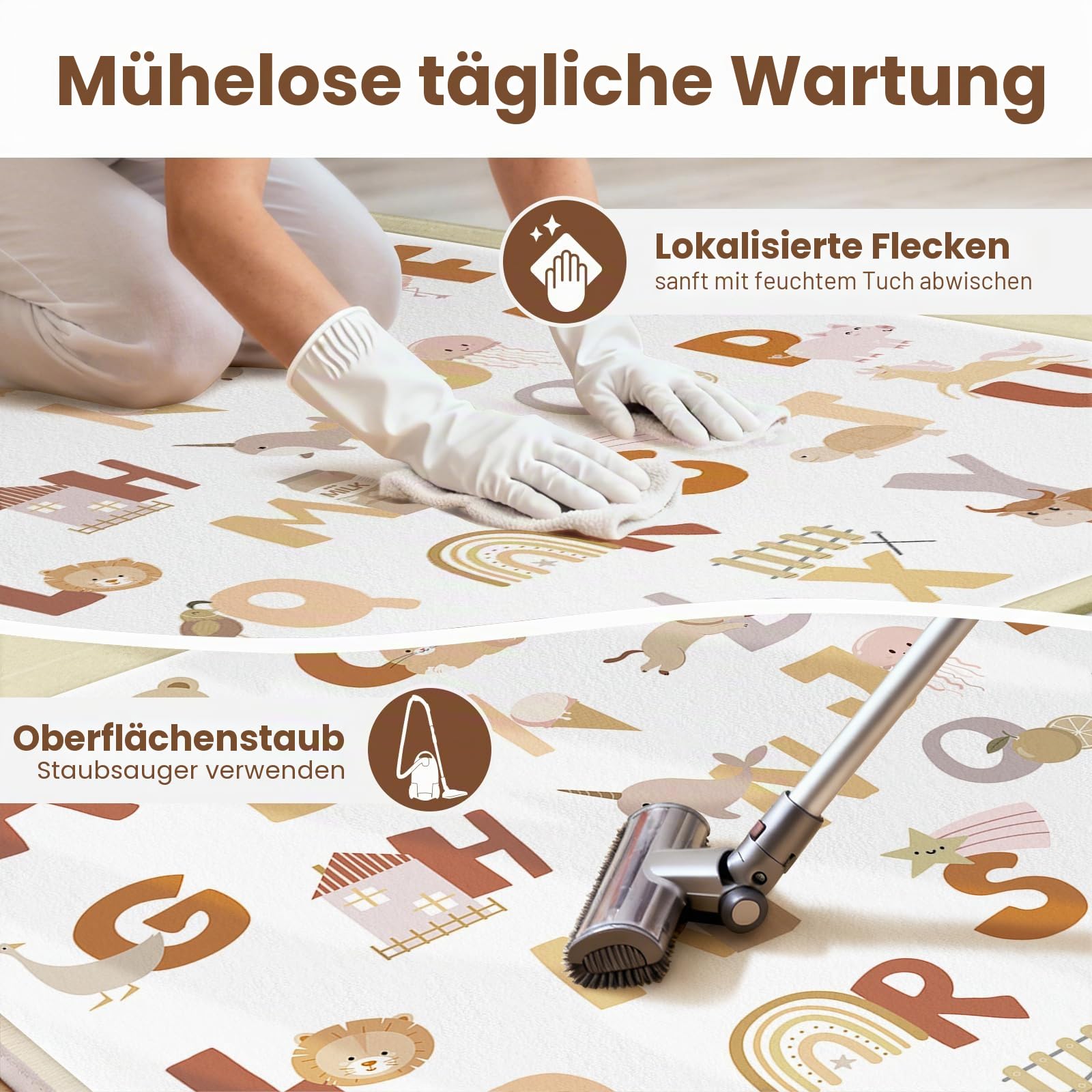 Teppich Krabbelmatte Baby 150x180x3cm, Spielmatte Krabbeldecke Turnmatte Spielteppich für Baby Kinder, für Kinderzimmer mit Hochwertigem Memory Schaum, Rutschfester Unterseite - Alphabet - Alphabet | Hochdichte Schaumstoffmatte · Weicher Plüschteppich mit