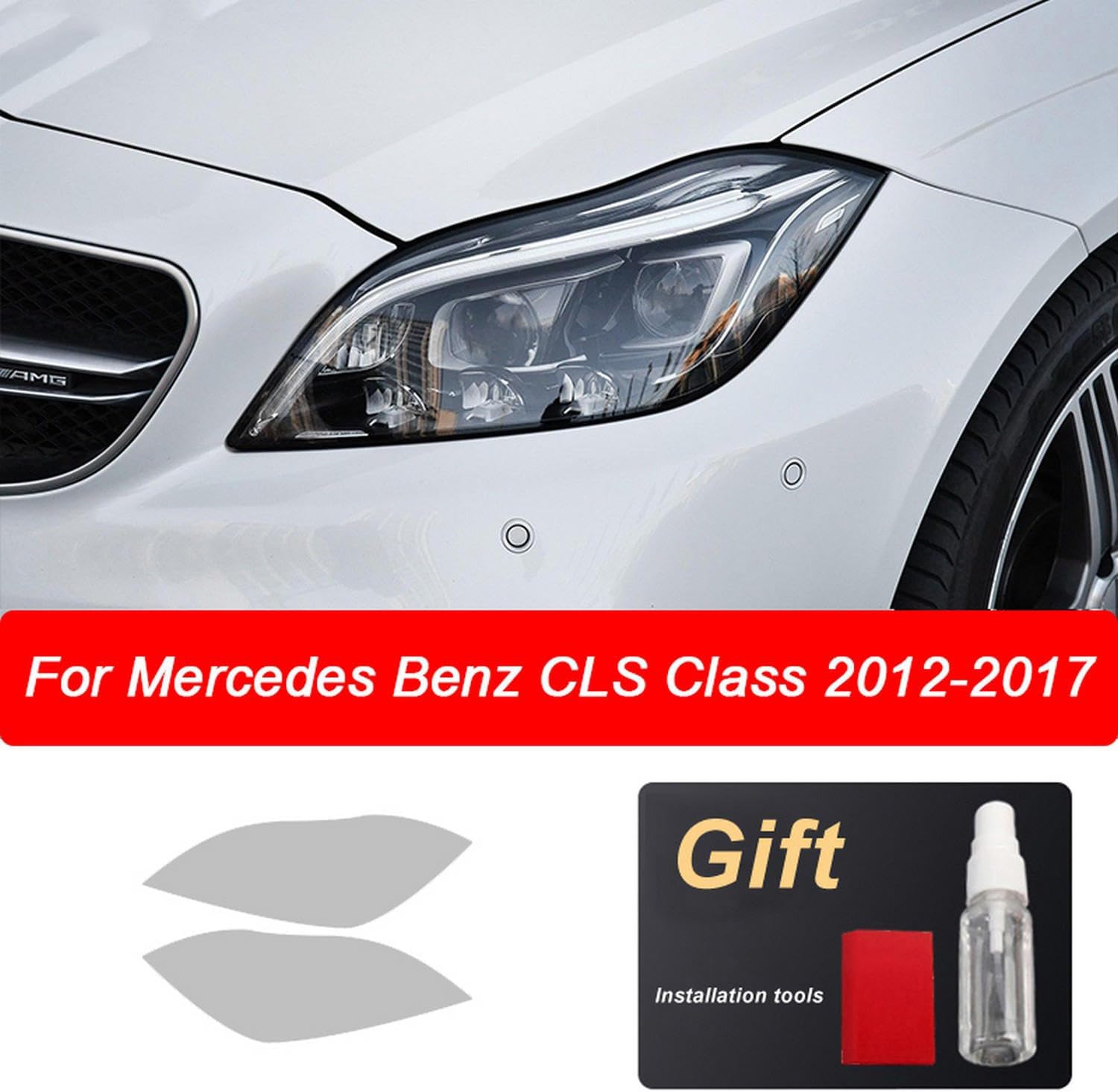 2 Pcs Car Headlight Protective Film Restoration Transparent TPU Sticker，for Mercedes Benz A C E S CLA ML CLS SLK SLC SL Class AMG GT Maybach