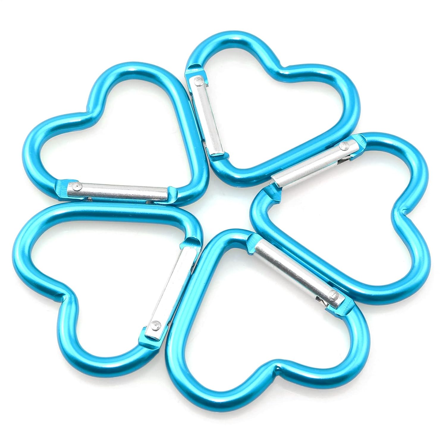 10pcs Heart-Shaped Aluminum Snap Hook Clip Key Holder, Keychain Clip (Light Blue) 10pcs Heart-Shaped Aluminum Snap Hook Clip Key Holder, Keychain Clip (Light Blue)