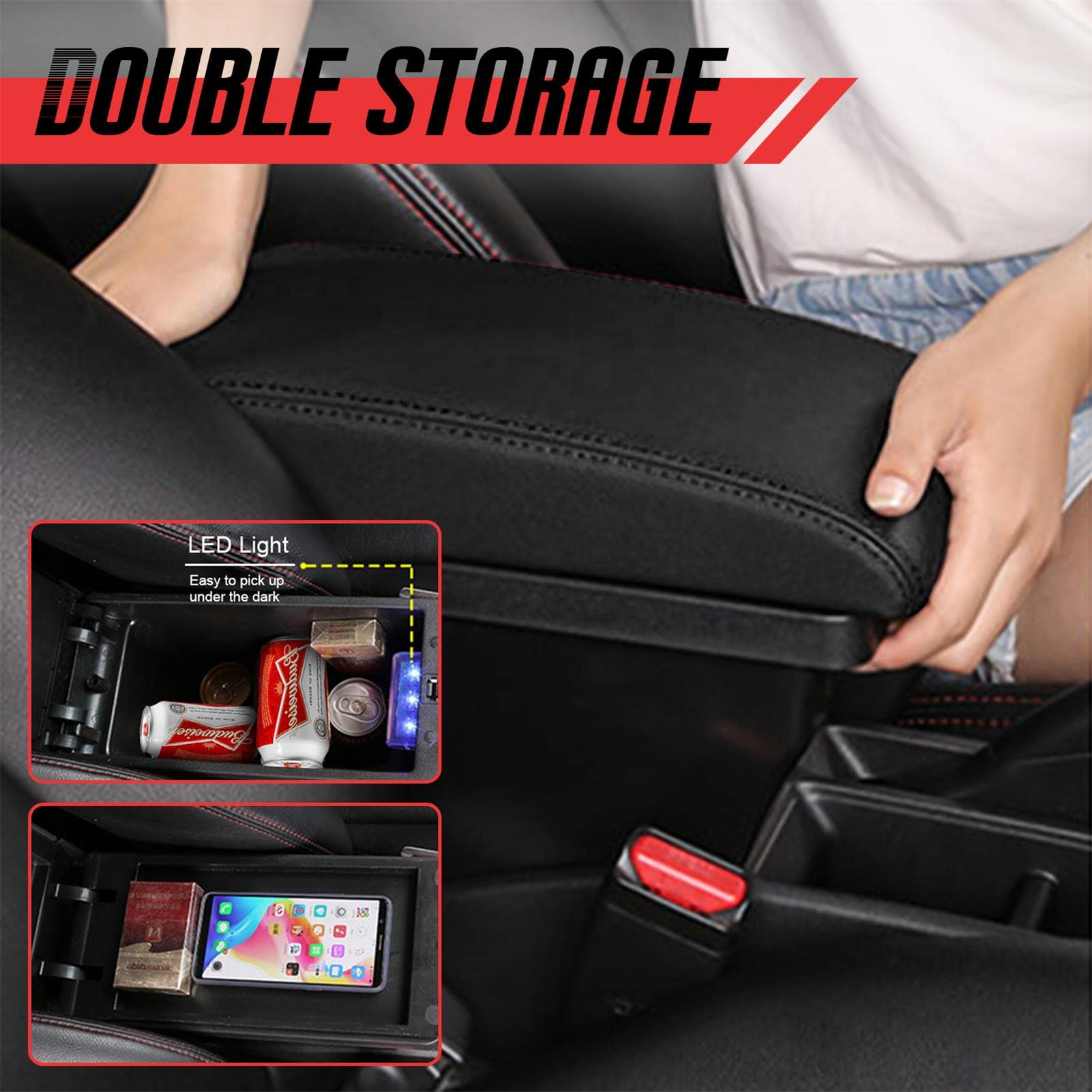 YJYWZH Armlehne Für Mercedes Smart - Doppelschicht Console Mit 3 USB-Anschlüssen