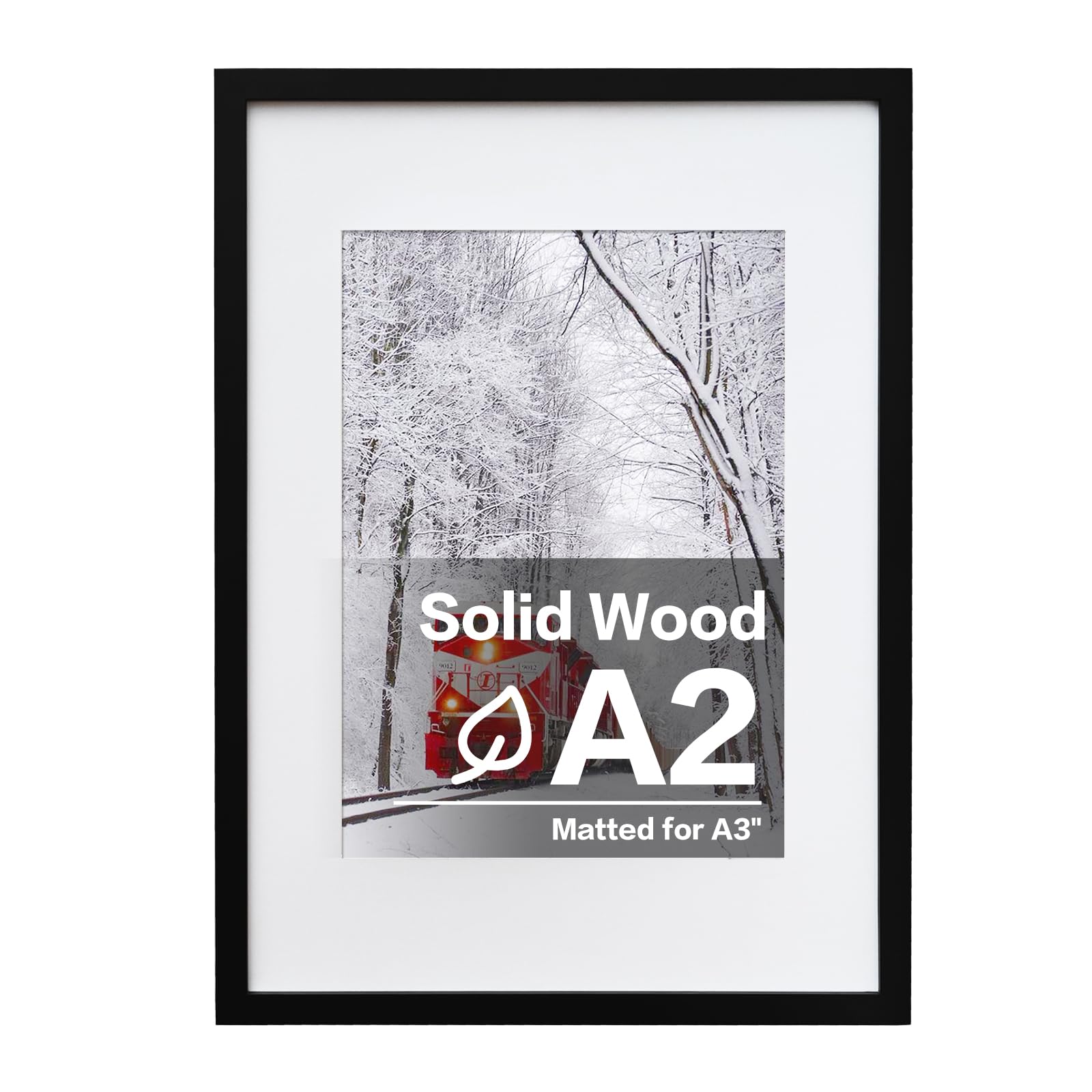Photo 1 of Egofine A2 Solid Wood Picture Frame, Made of Solid Wood Covered by Plexiglass A3 with Mat 16.5 x 23.4 without Mat, Poster Frame for Wall Mounting Hanging Photo Frame Vertically or Horizontally, Black