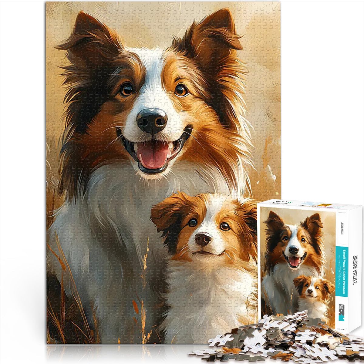 Portrait de Chiot Border Collie Puzzle pour Adultes 2000 pièces Casse-tête pour Car C'est Un pour Toute la Famille 70x100cm