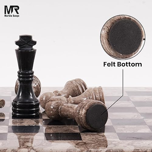 Miniatura 4 de Piezas de ajedrez de mármol de 3.5 pulgadas King hechas a mano Oceanic y Black 32 figuras de ajedrez para juegos de mesa, adecuado para juegos de