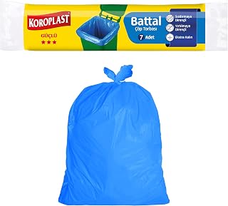 Koroplast Güçlü Battal Boy Çöp Poşeti 7'li 72x95cm Sızdırmaz Yırtılmaz Battal Boy Çöp Torbası, Geri Dönüştürülebilir Atık Torbası, Restoran, Kafe, Ofis-İşyeri, Ev-Mutfak için Güçlü Çöp Poşeti