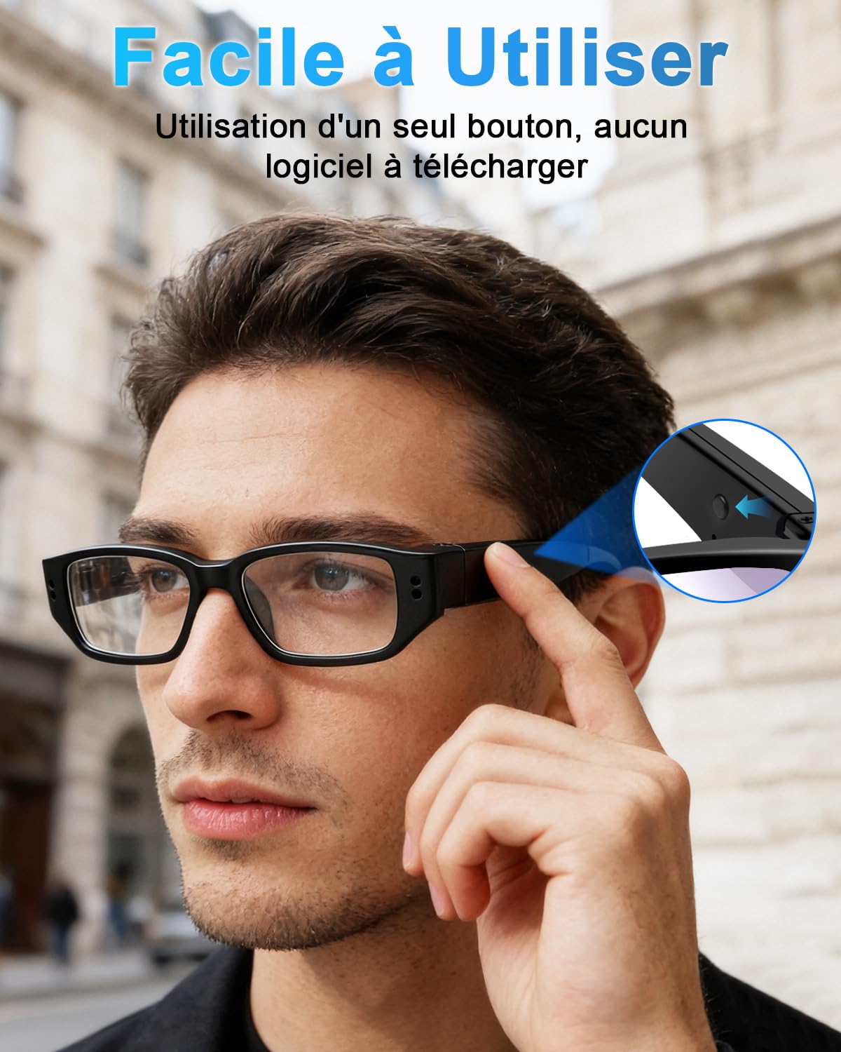 Camera Espion, 16GB Mini Lunettes Espion, 1080P HD Camera Cachee Discrete Portable Caméscope Sport Caméra Corporelle Enregistreur Vidéo Prise de Photos