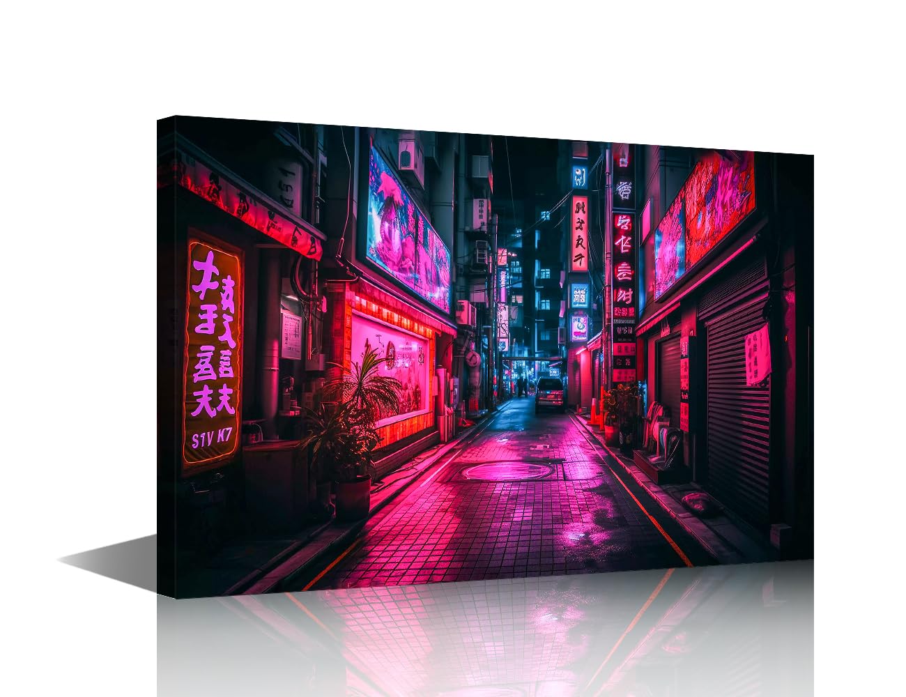 TISHIRON Cyberpunk Canvas Wall Art for Living Room Decor Canvas Artwork Prints Tokyo City by Night Printing for Bedroom Canvas Wall Decor Framed Ready to Hang 24" x 36" — image 1