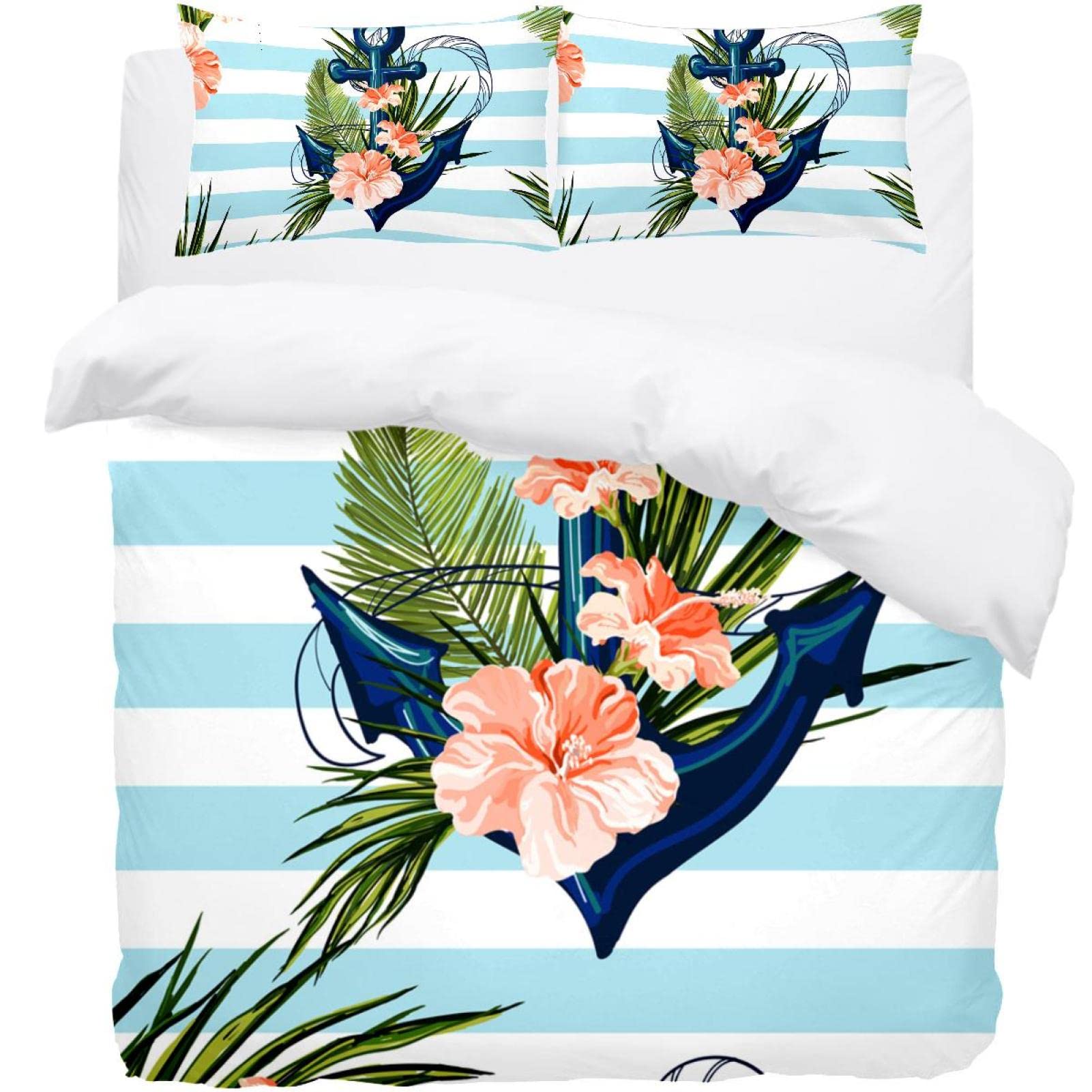 Housses de couette et taies ancre tropicale pour lit deux personnes