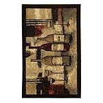 MOHAWK Home New Wave Wine and Glasses Printed Mat, Nylon, Brown, 3-PieceRugSet