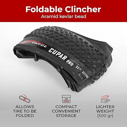 Miniatura 5 de Fincci Cupar pro 26 x 2.10 Neumático 54-559 ETRTO Plegable 60 TPI XC Cross Country Neumáticos con protección de nailon para bicicleta híbrida