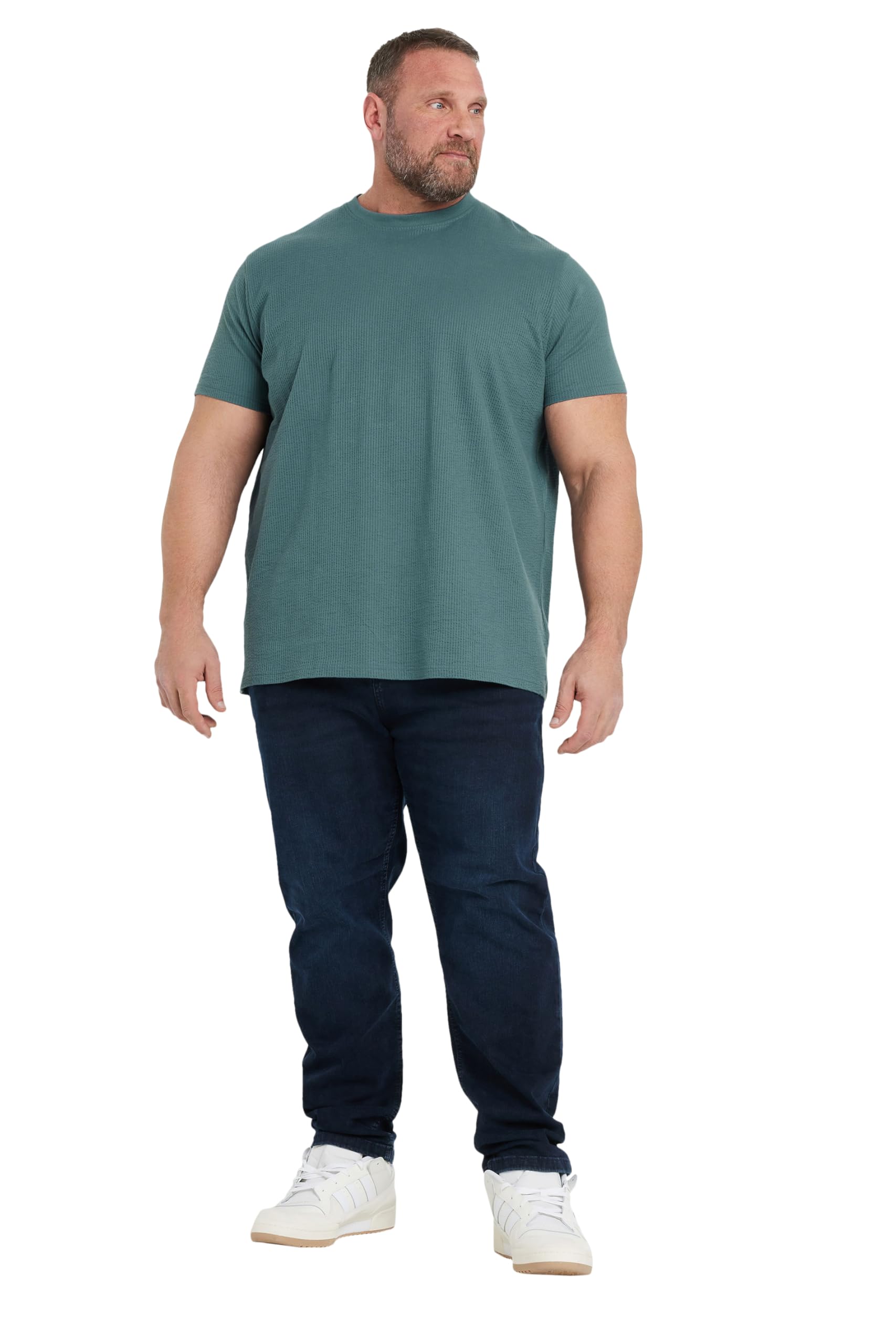 BadRhino Big & Tall Seersucker Textured T-Shirt - Men's - Plus Size Curve Green