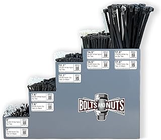 Nylon Cable Zip Ties UV Resistant Black & White Nylon Assortment Kit - 901 PCS