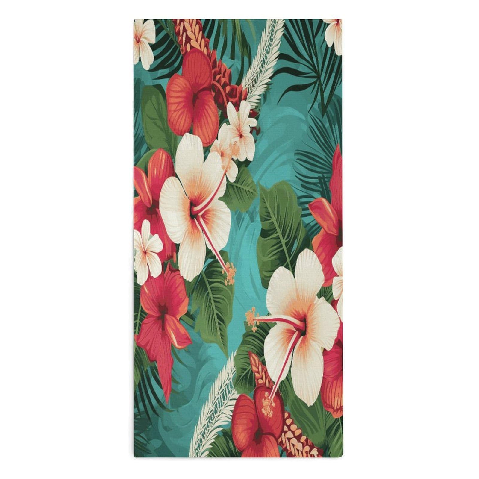 Btcowzrv Style Hawaiian Flowers On Green Background Bath Towel Beach Towels Shower Towel