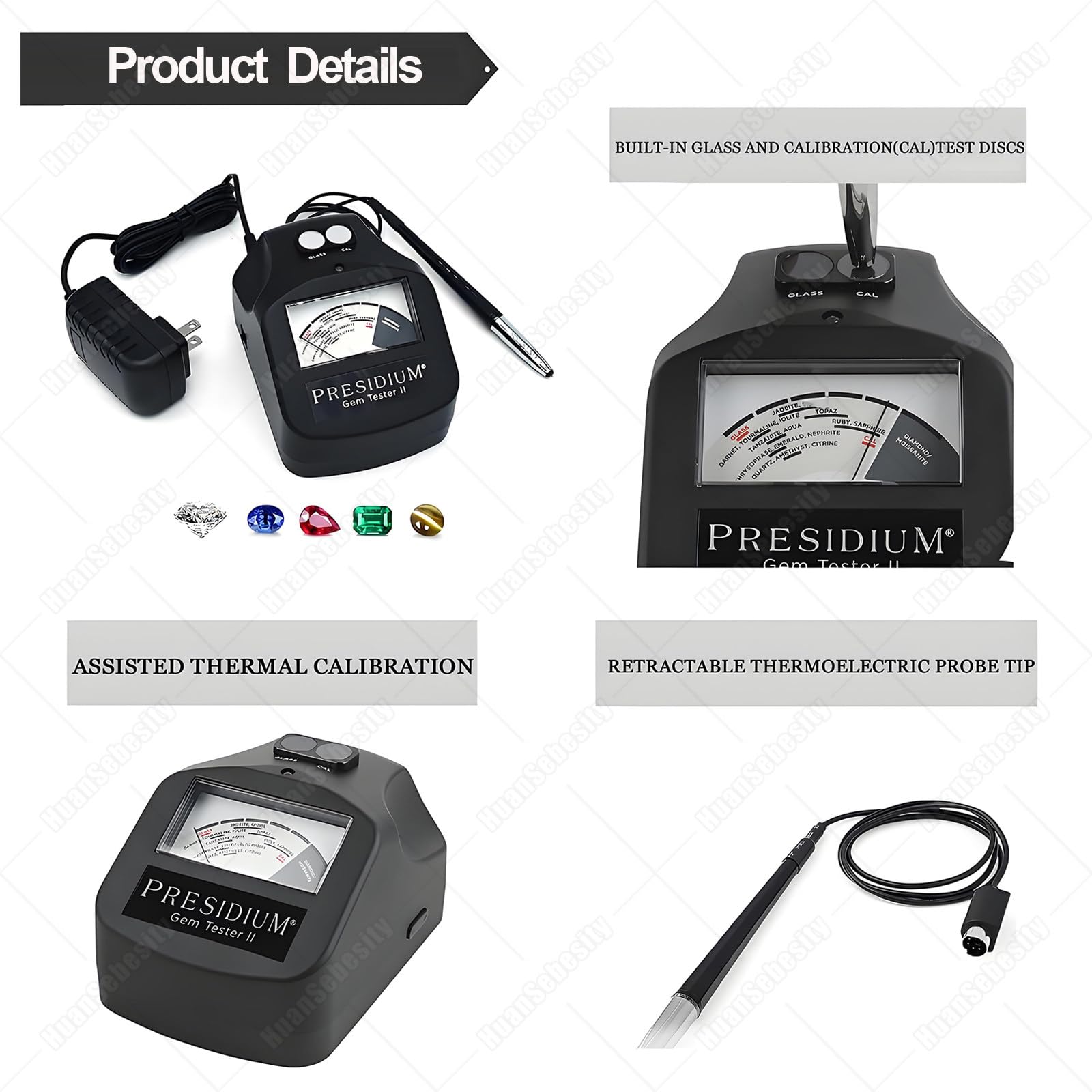 Kit Bolígrafo Probador Gemas con Conductividad Térmica Y Calibración Asistida,Probador Diamantes Y Piedras Preciosas,Verificador Metales Preciosos con Medidor Conductividad Térmica