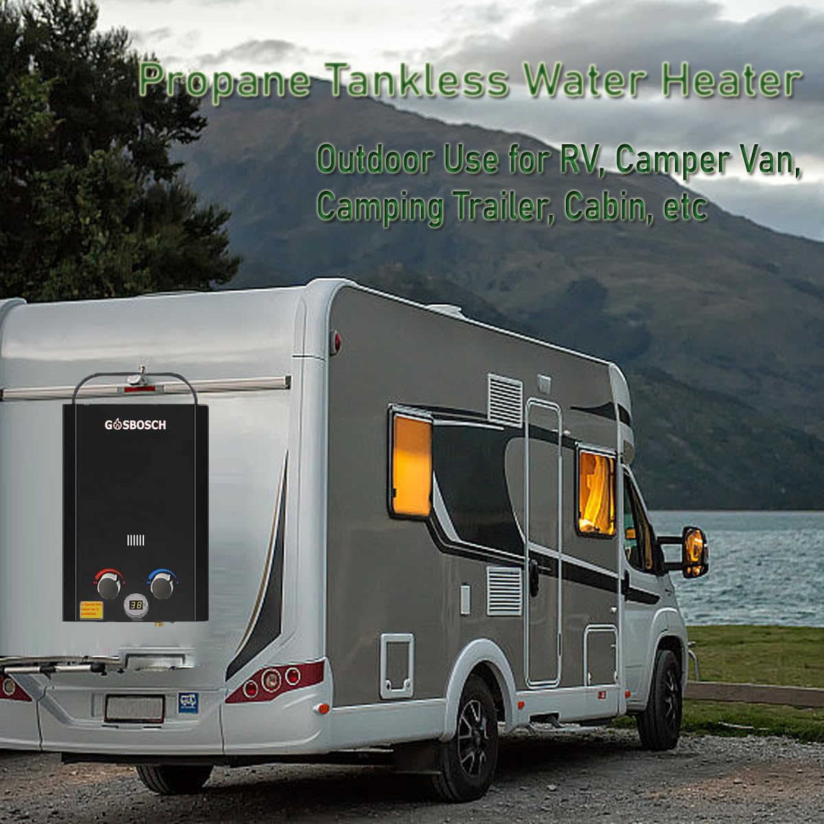 Chauffe-eau portable sans réservoir à gaz propane 6 l Affichage numérique Protection contre la surchauffe pour camping-car Facile à installer pour animaux domestiques