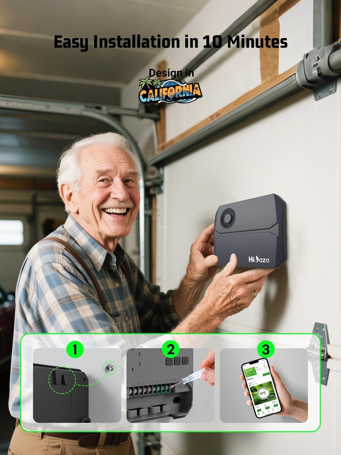 Smart Sprinkler Controller, 5G&2.4G Irrigation Timer Easy Use Free App, 4 Zone + 16 Plans, Save Water Auto Skip Rain, Freeze & Wind, 10 Minutes Install for Lawn Garden Yard