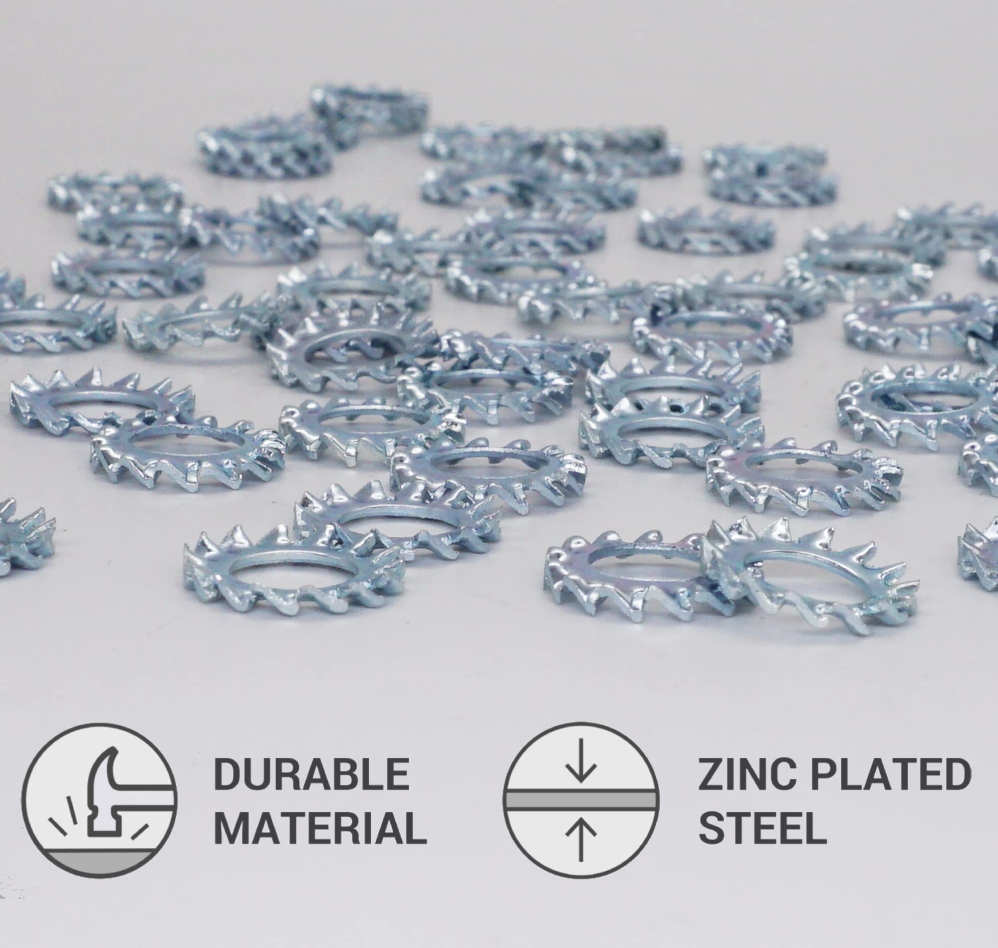 SKIR'CO (50 pcs) Zinc Plated Serrated Lock Washers M8, External Locking Washers, DIN 6798A Washers - Image 3