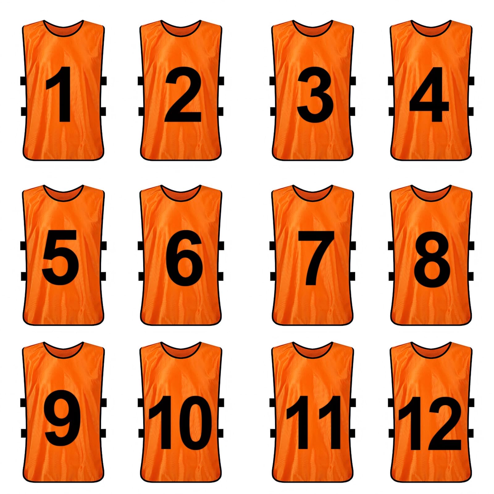 TopTie 12er-Set Trainingswesten Sport Trikot Leibchen Markierungshemd für Fußball, Basketballtraining