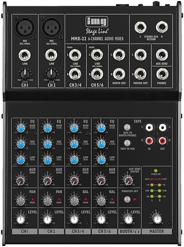 IMG STAGELINE MMX-22 4-Kanal-Audio-Mischpult mit EingA ngen  schwarz
