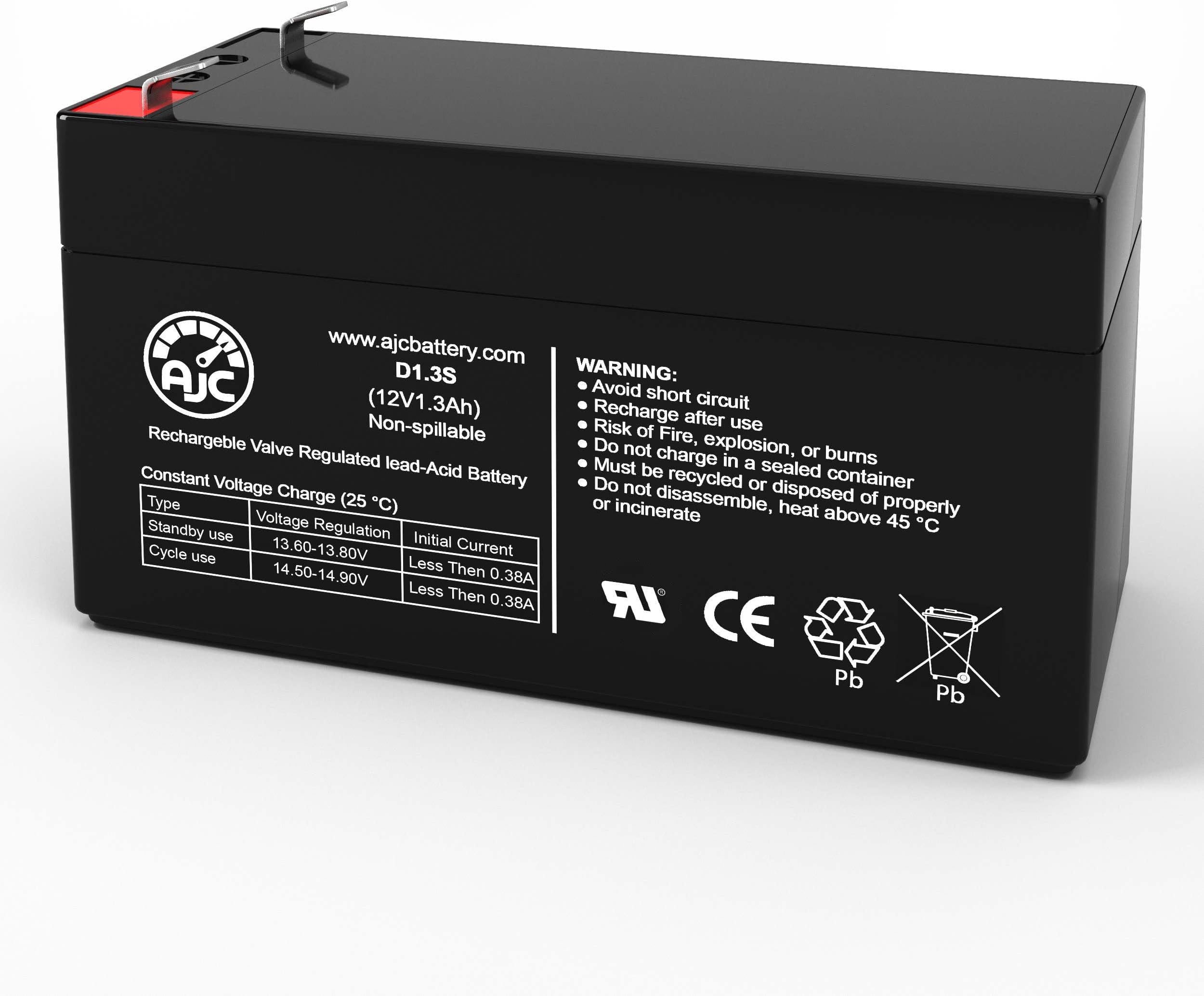 AJCBattery Compatible with Expocell P212 13 12V 1.3Ah Sealed Lead Acid Battery