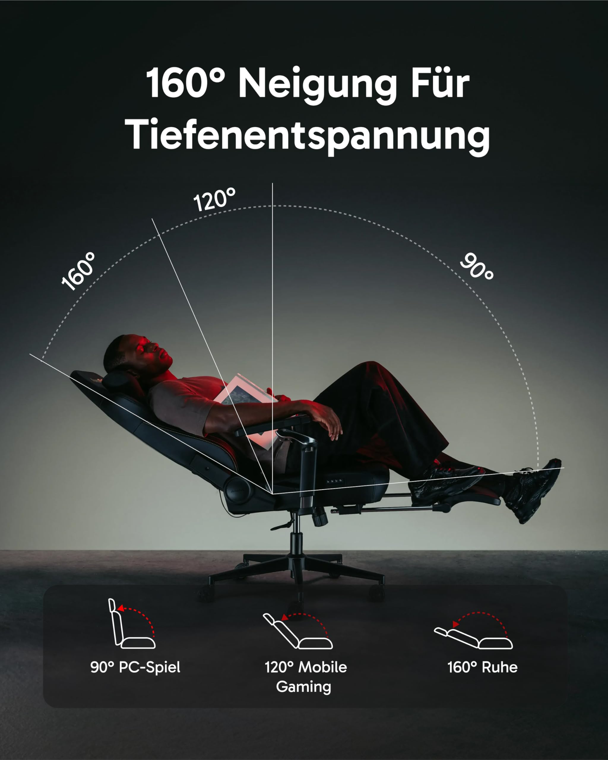 AutoFull M6 Ultra 2.0 Gaming Stuhl mit Massage, Schwarz | Heizung & Kühlung, adaptive Lordosenstütze, Fußstütze, 3D Kopfstütze, 360° Armlehnen, belastbar bis 150 kg