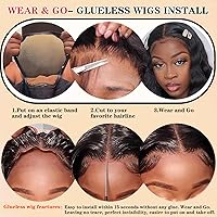 Vista 7 de Wear and Go - Pelucas de cabello humano sin pegamento con ondas profundas sueltas, pelucas de encaje frontal de cabello humano 12A, pelucas