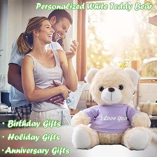 Miniatura 5 de Oso de peluche blanco personalizado, oso de peluche personalizado con texto personalizado + imagen como regalo personalizado para ellaél en el día