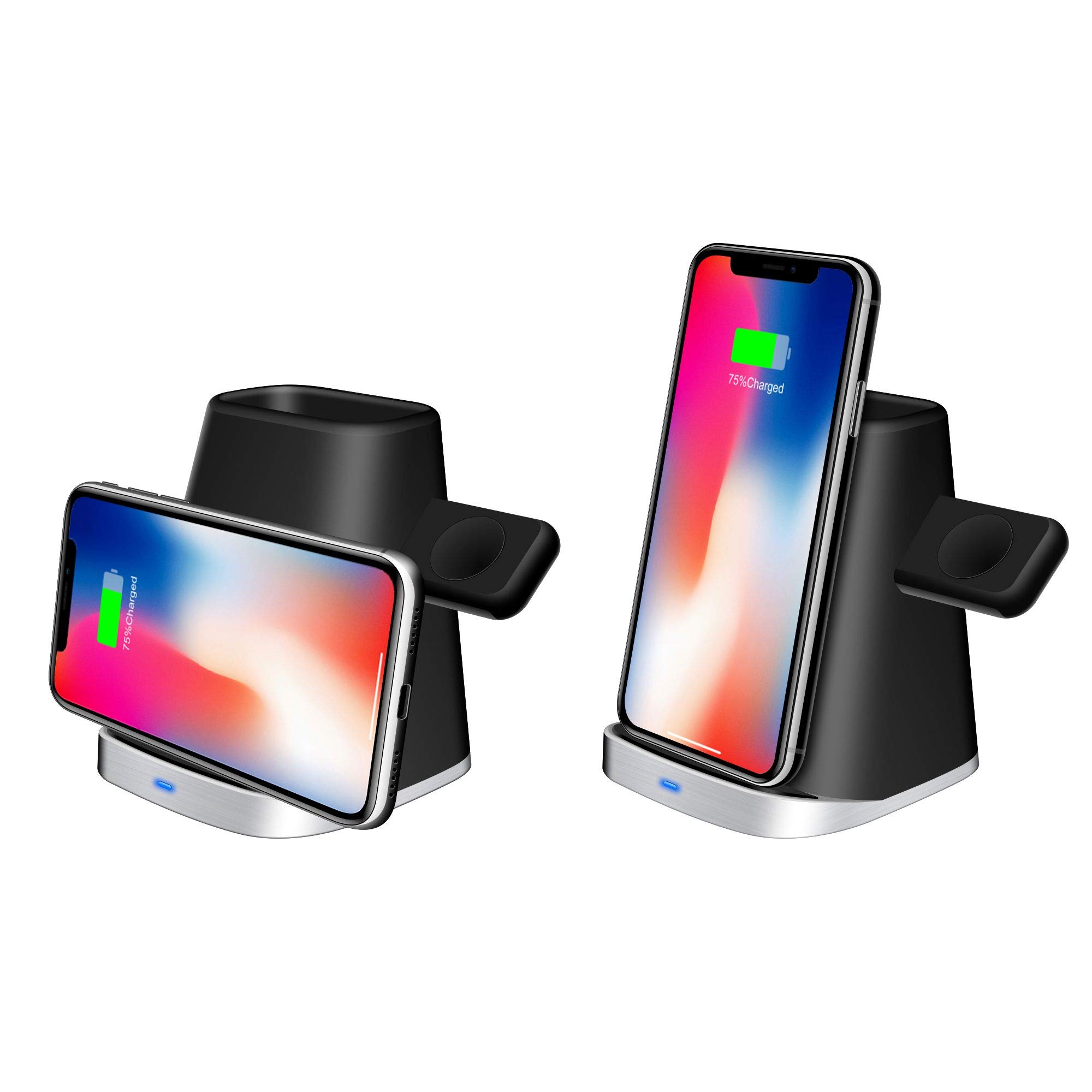 Stazione di ricarica wireless 3 in 1, stazione di ricarica wireless per iWatch 5/4/3/2, ricarica rapida Qi da 7,5 W, per iPhone 11/11 Pro Max/SE 2/XS Max/XR/XS/X/8/8P