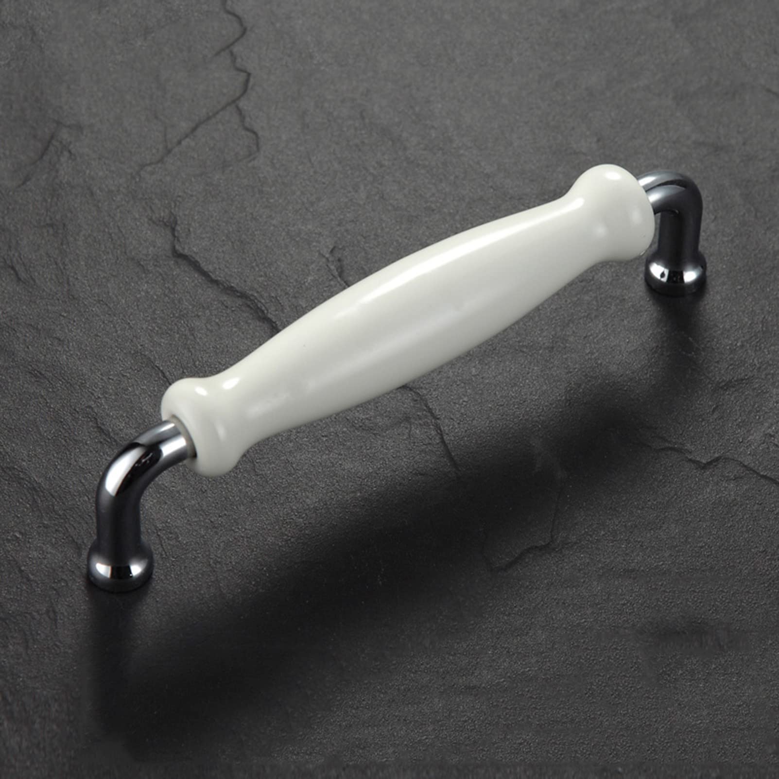Jiajutui001 White Ceramic Handles Pulls,Ceramic Cabinet Handles Drawer Pulls,Vintage Cupboard Handles Door Bow Pull Handle For Kitchen Cabinet Drawer Closet Furniture 1 Pack (Hole Pitch,96Mm)