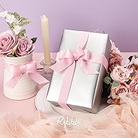 Vista 2 de Ribbli - Cinta de grogrén rosa perla, 1 pulgada x 25 yardas continuas, Uso para lazos DIY, accesorios para el cabello, envoltura de regalos