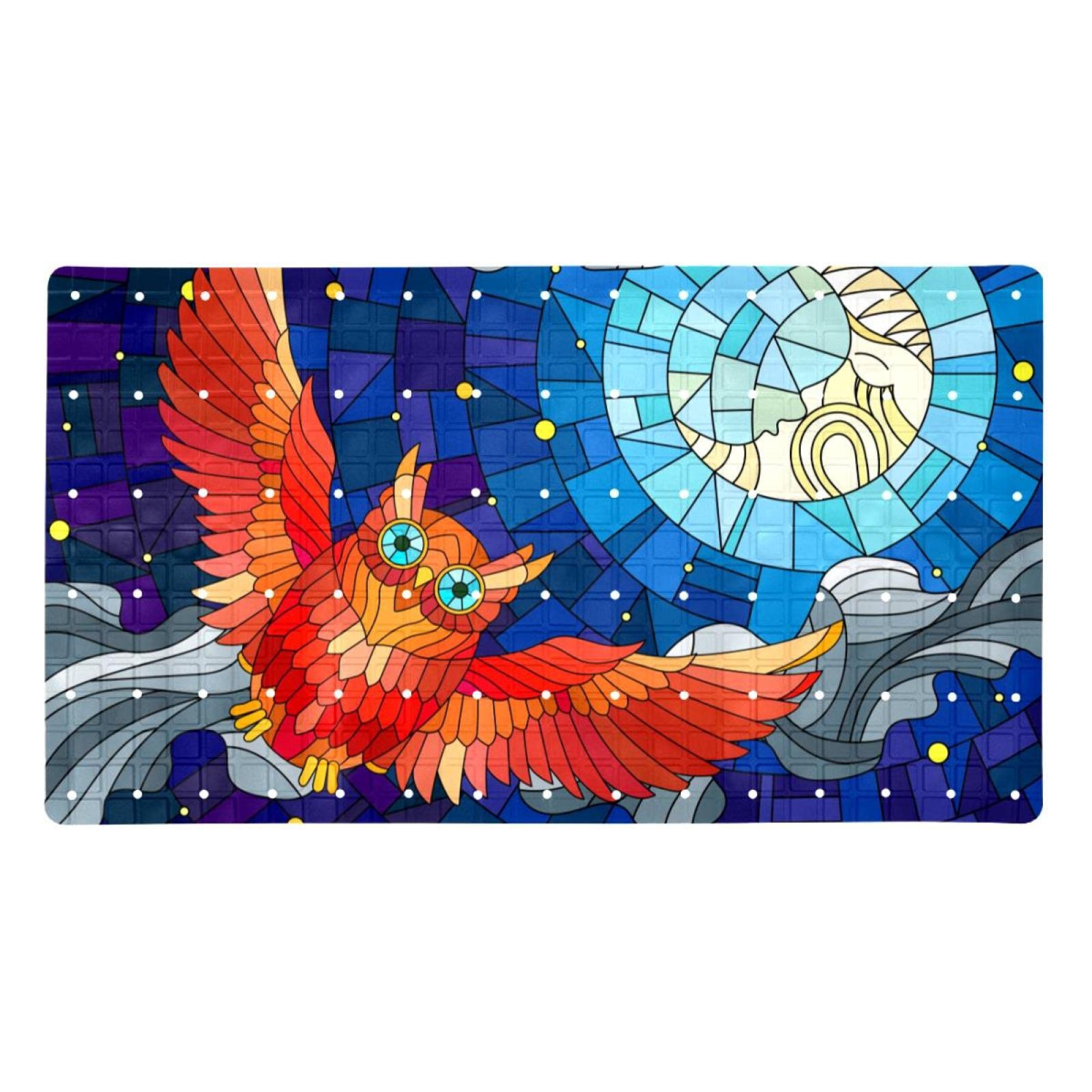 Tapis de bain antidérapant pour baignoire familiale motif vitrail coloré 71x40cm