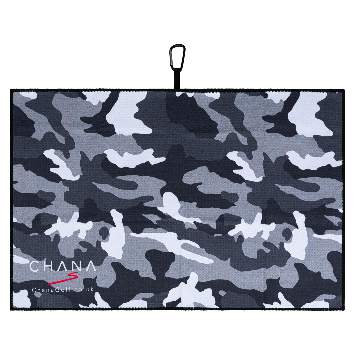 CHANA – Premium Microfibre Golf Towel | Ultra-Absorbent, Fast-Drying, Clip-On Design | Essential Golf Bag Accessory - Black Camo