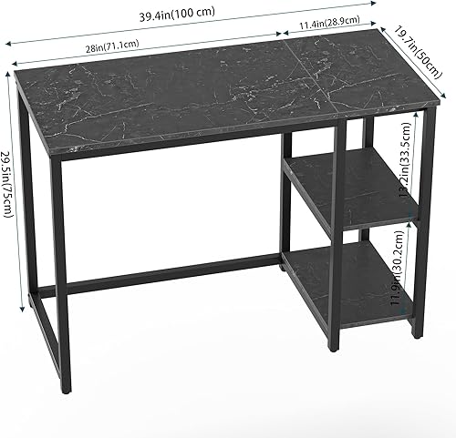 Miniatura 62 de SINPAID - Escritorio para computadora de 40 pulgadas con estantes de 2 niveles, escritorio resistente para la oficina de casa con gran espacio de