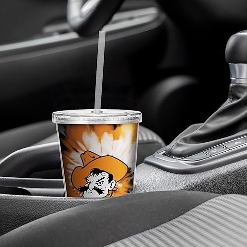 Miniatura 71 de Rico Industries NCAA Sports Team - Vaso transparente de 16 onzas con pajilla, vaso de viaje del color del equipo para fanáticos de los deportes