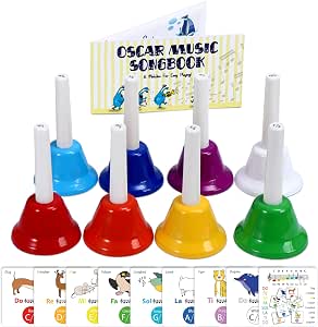 Amazon.com: MINIARTIS Hand Bells for Kids | 8 Notes Diatonic Colorful ...