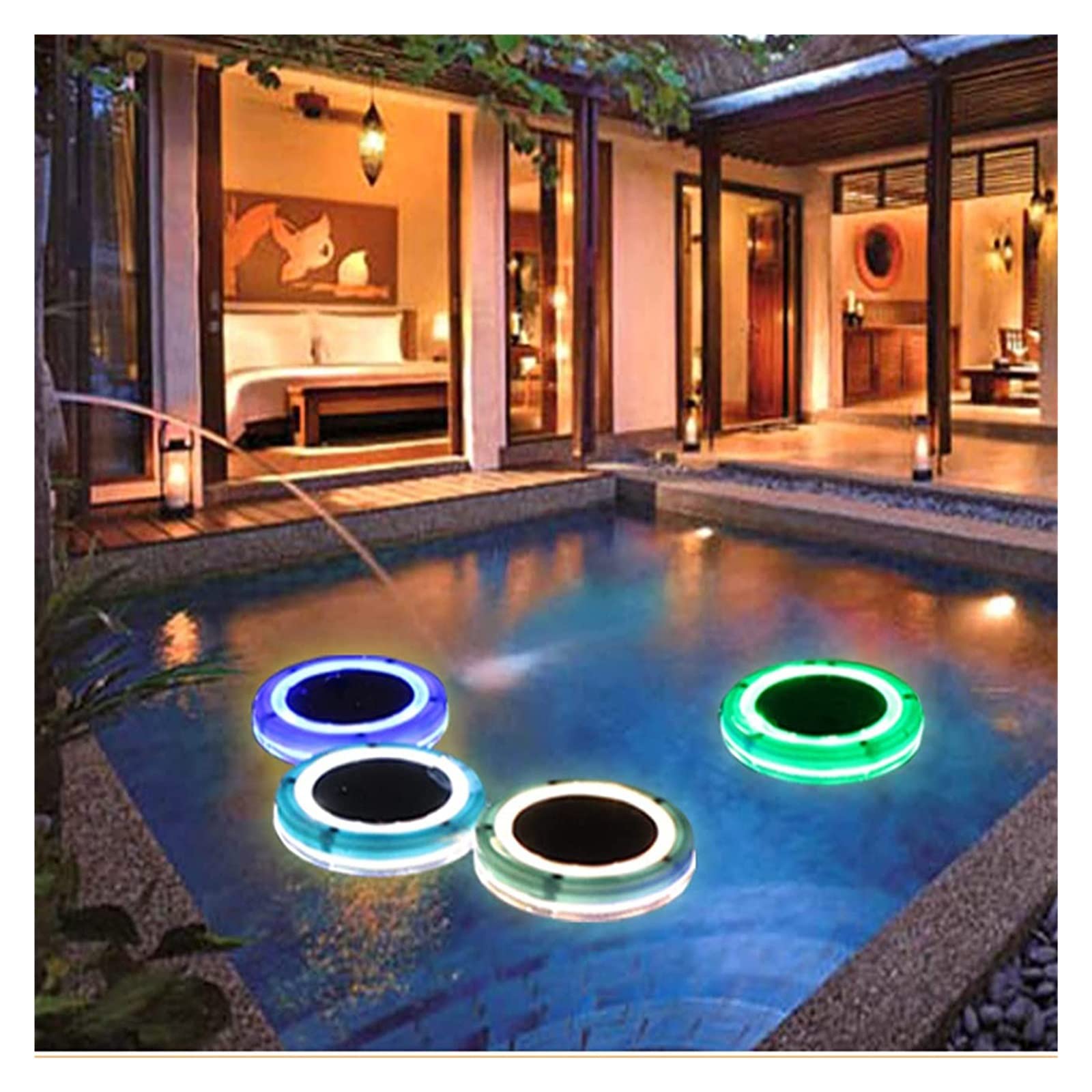 Solar-LED-Poolbeleuchtung, schwimmend, wasserdicht, Teichbeleuchtung, Unterwasser-Schwimmbadlampe, Garten, blaue Schwimm-Außenpoolbeleuchtung Wasserdicht Sicher(Green light,4PCS)