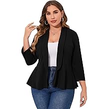 KOJOOIN Women Plus Size Casual Blazer Open Front Long Sleeve Work Office Cardigan Jackets
